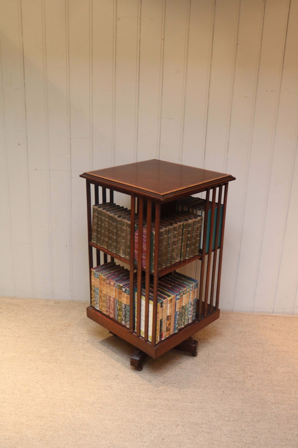 Edwardian Inlaid Mahogany Revolving Bookcase View III