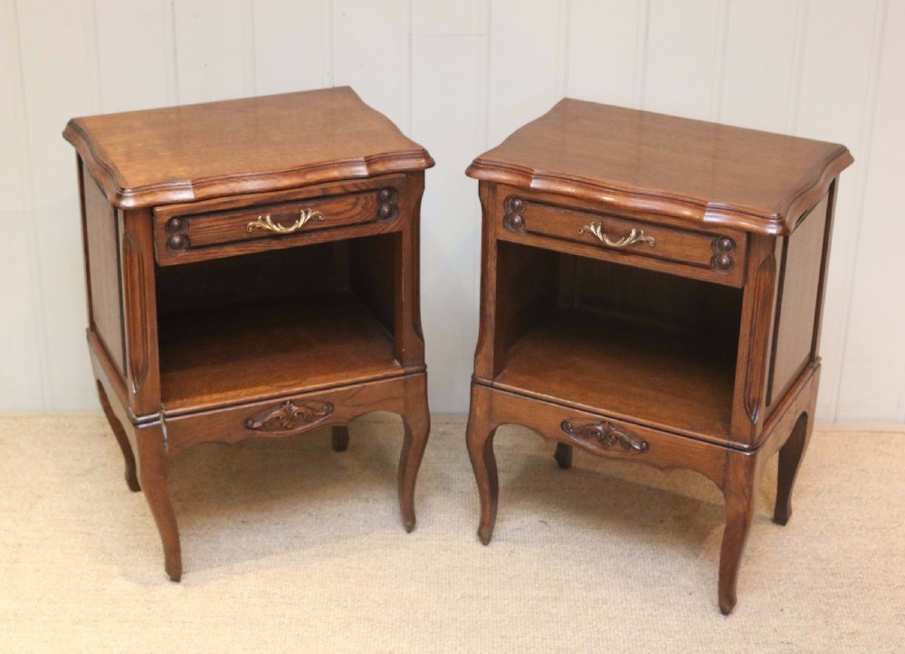 Pair Of Oak Low Bedside Cabinets