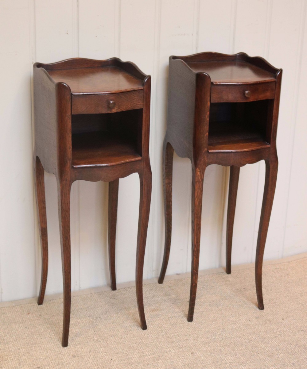 Pair Of Slim French Oak Bedside Cabinets 