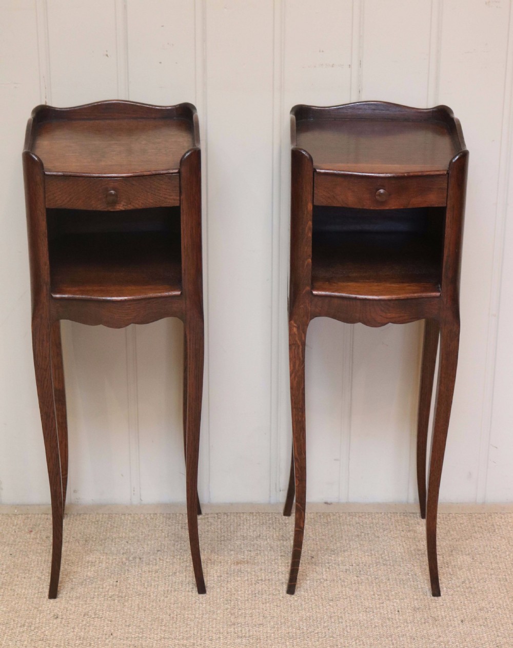 Pair Of Slim French Oak Bedside Cabinets  View III