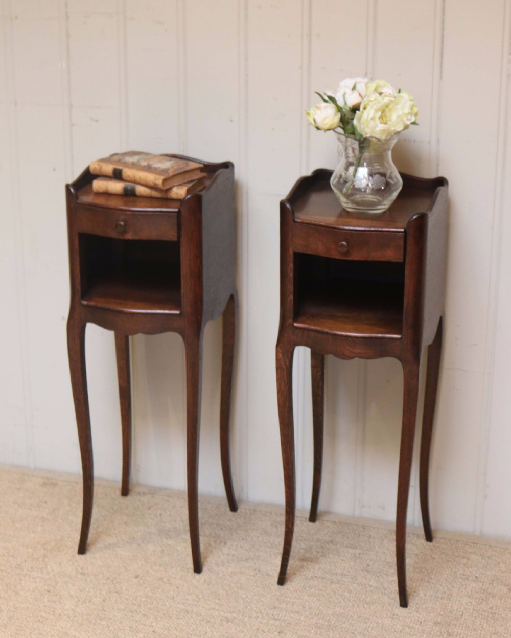 Pair Of Slim French Oak Bedside Cabinets  View IV