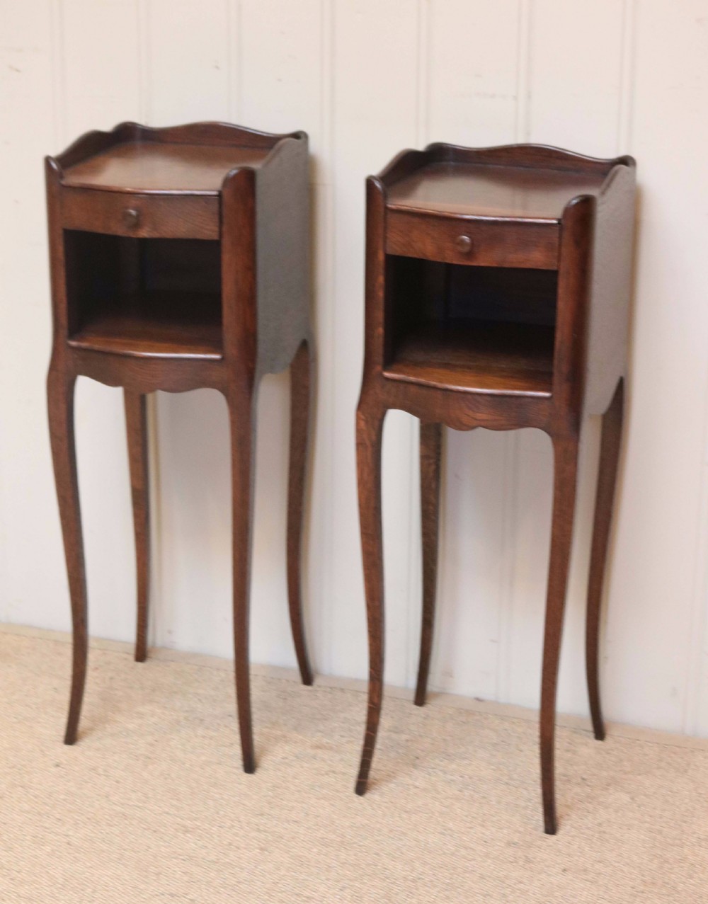 Pair Of Slim French Oak Bedside Cabinets  View V