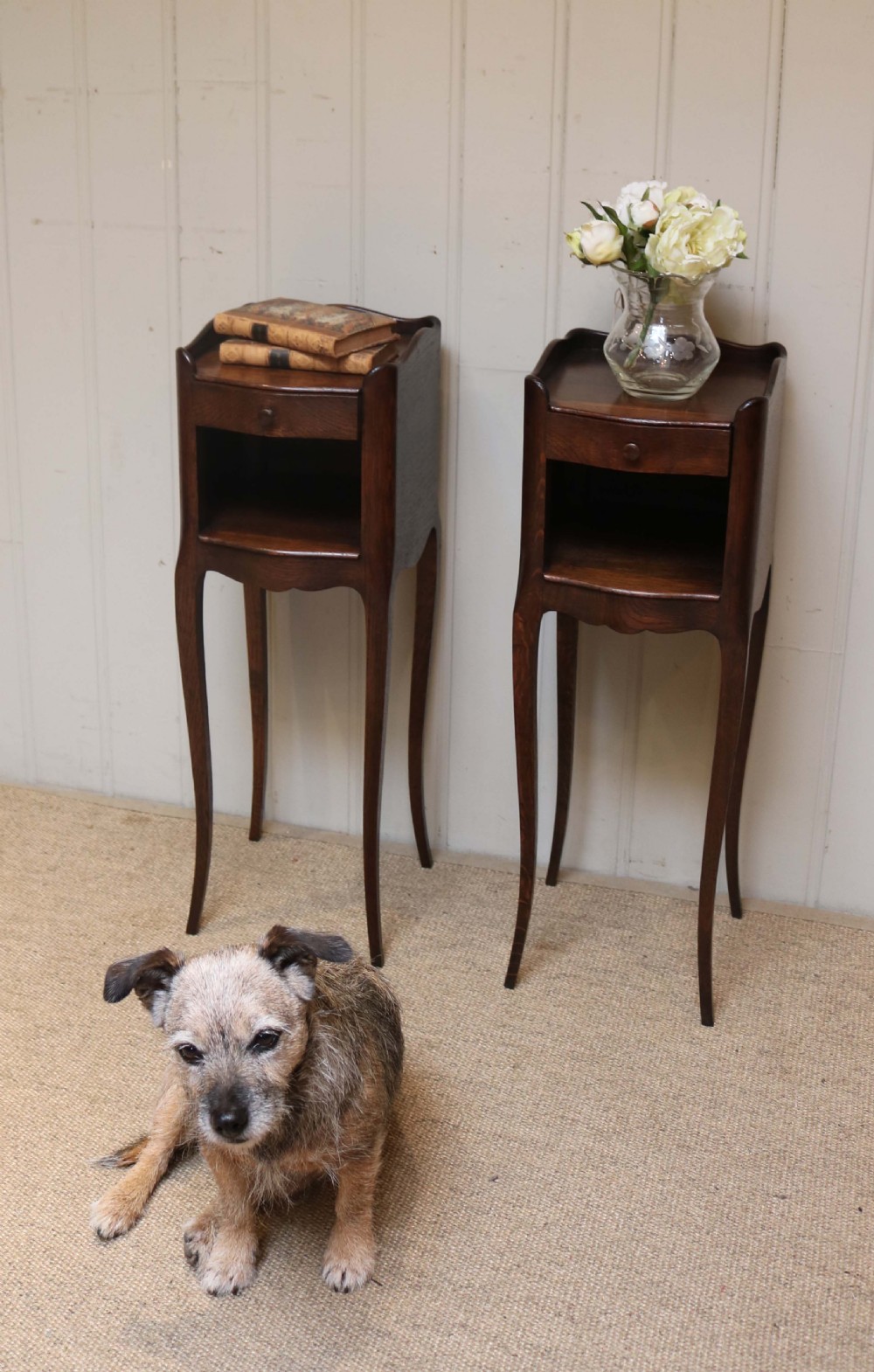 Pair Of Slim French Oak Bedside Cabinets  View VI
