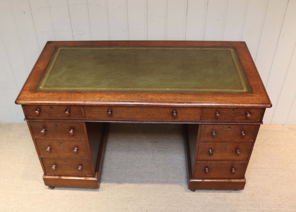 Solid Oak Pedestal Desk View III