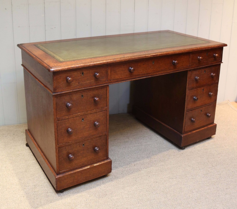Solid Oak Pedestal Desk View IV