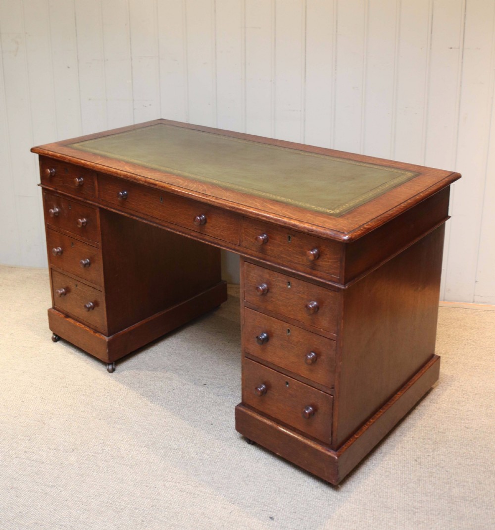 Solid Oak Pedestal Desk View V