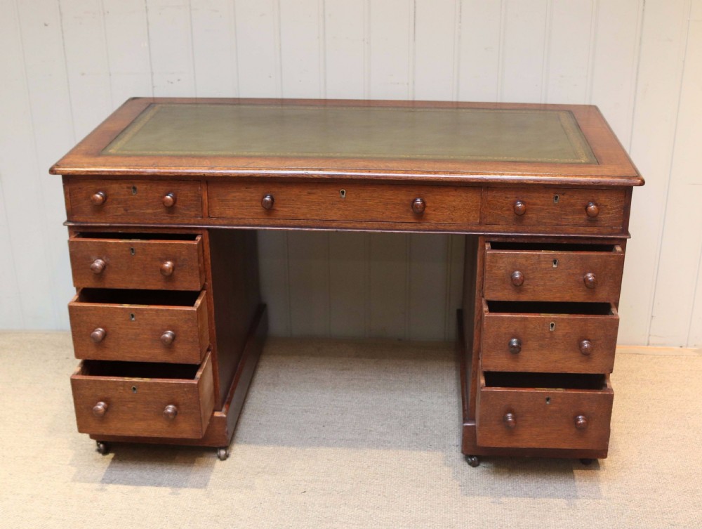 Solid Oak Pedestal Desk View VI