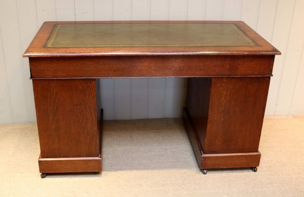 Solid Oak Pedestal Desk View VII