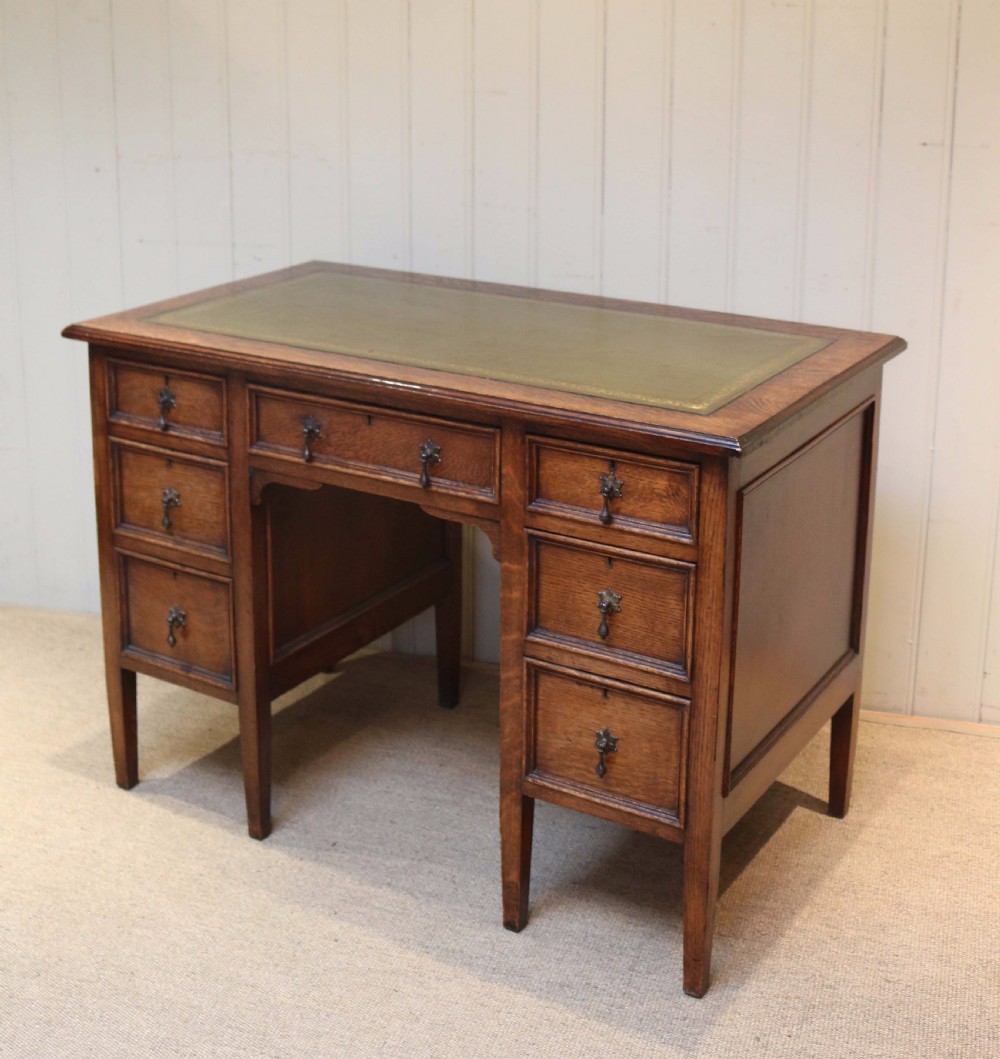Oak Kneehole Desk View VI