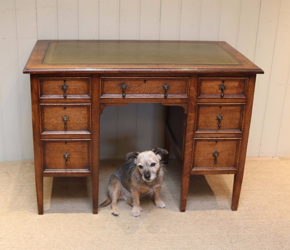 Oak Kneehole Desk View VII