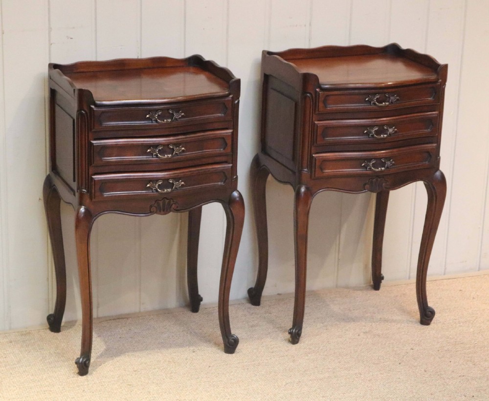 Pair Of French Cherry Wood Bedside Cabinets