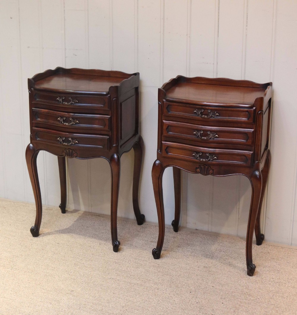 Pair Of French Cherry Wood Bedside Cabinets View IV