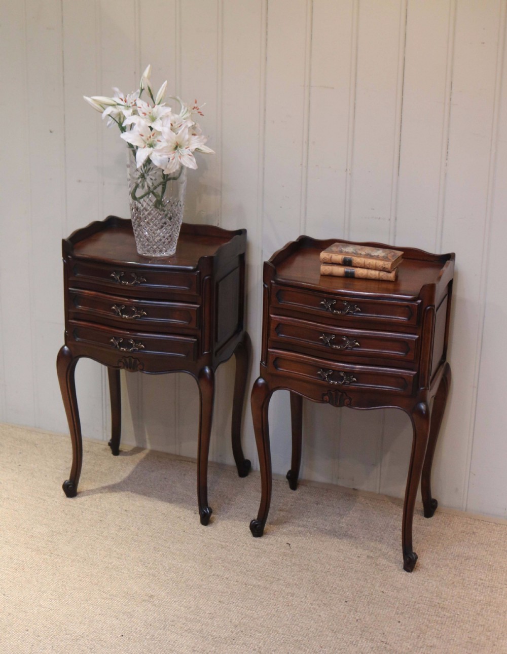 Pair Of French Cherry Wood Bedside Cabinets View V