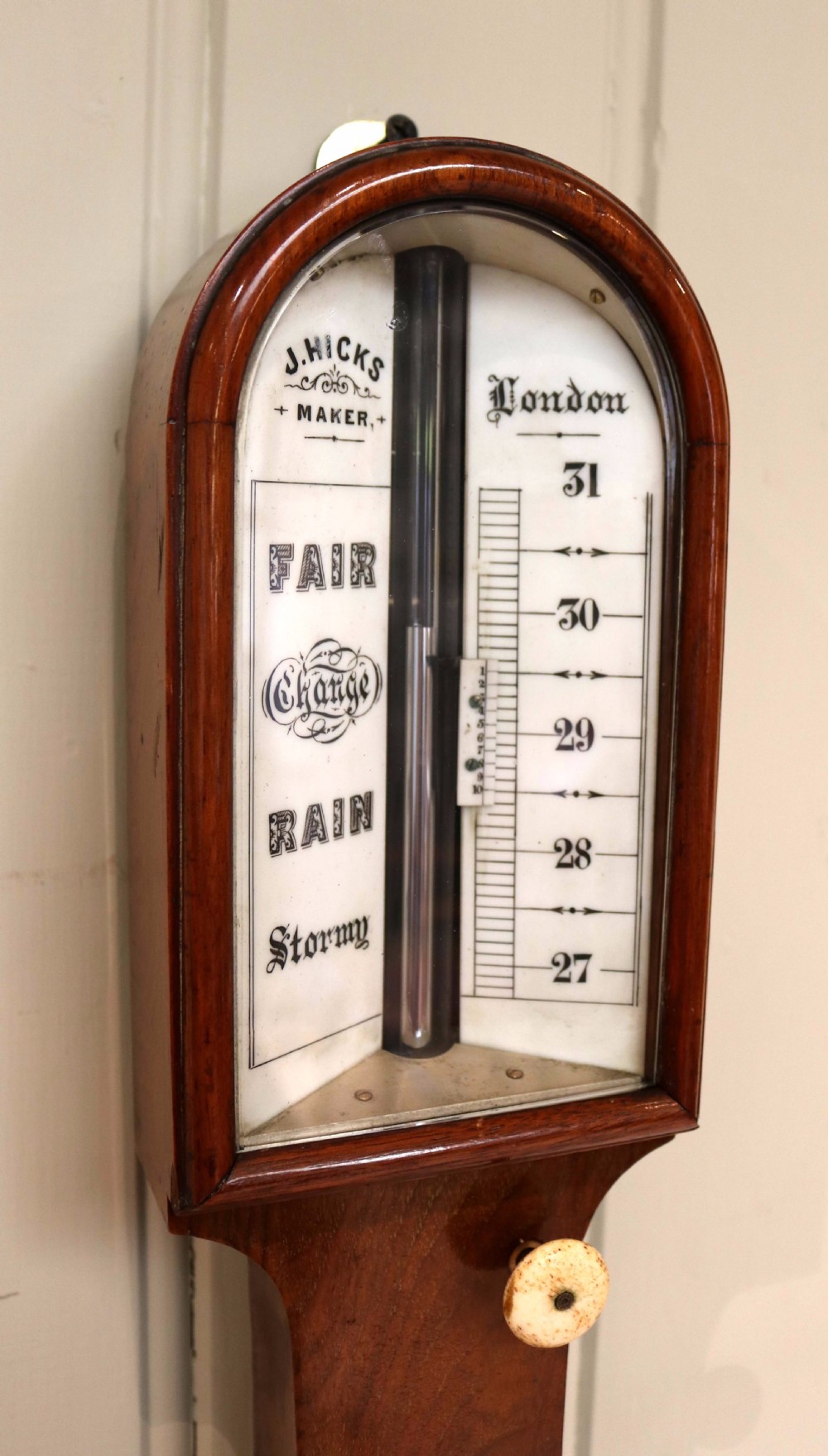 Solid Mahogany Stick Barometer View V
