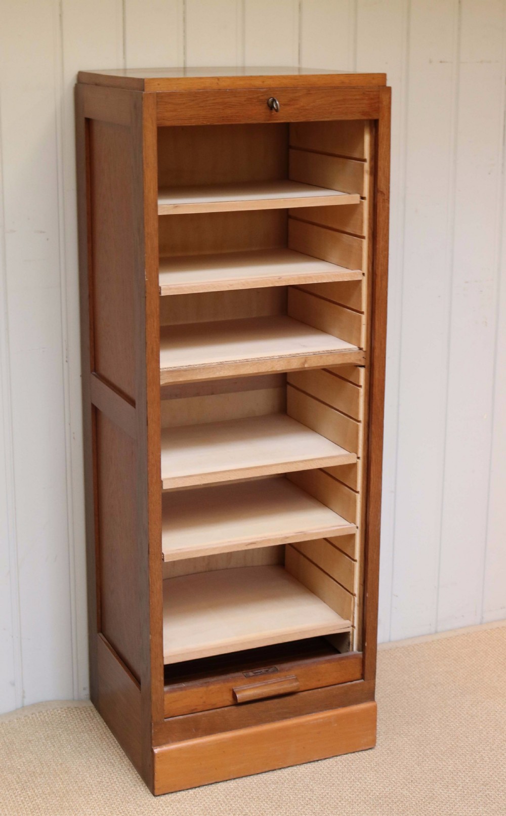 1920s Single Tambour Front Filing Cabinet View IV