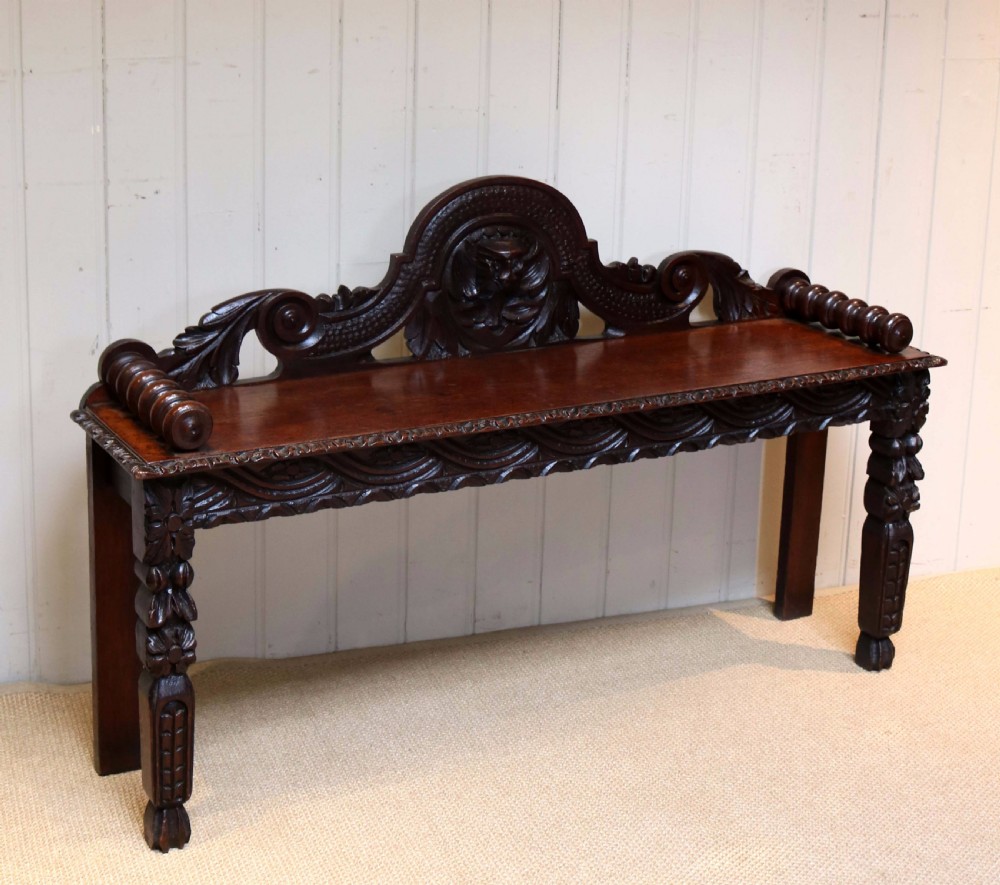 Carved Oak Bench View V