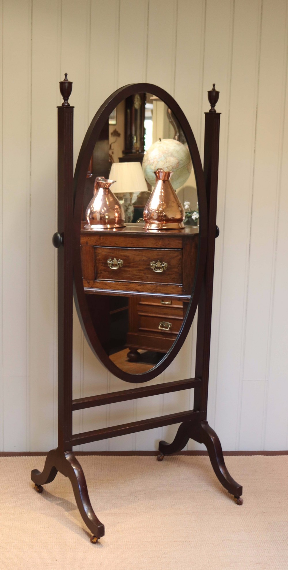 Victorian Mahogany Cheval Mirror View II