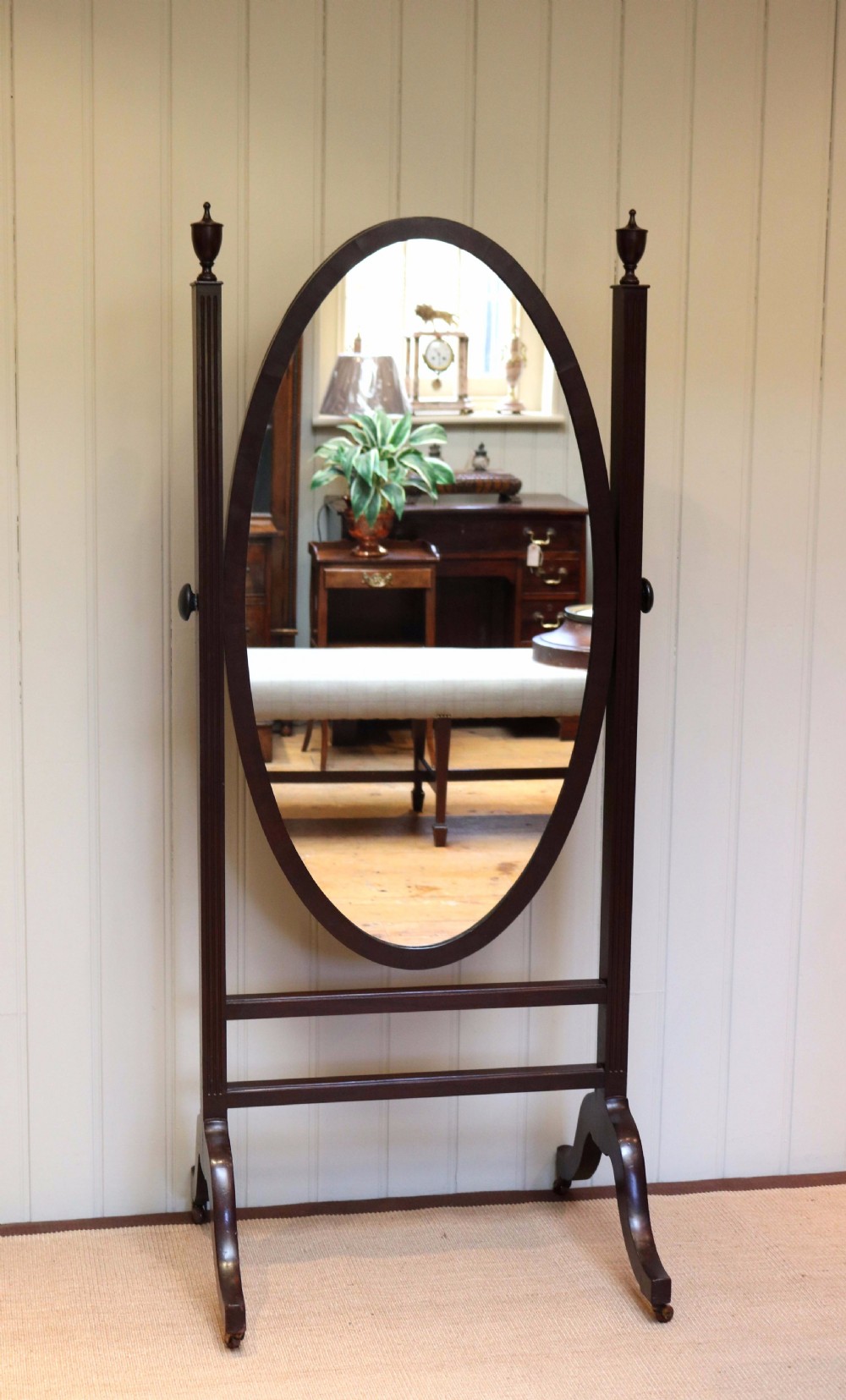 Victorian Mahogany Cheval Mirror View V