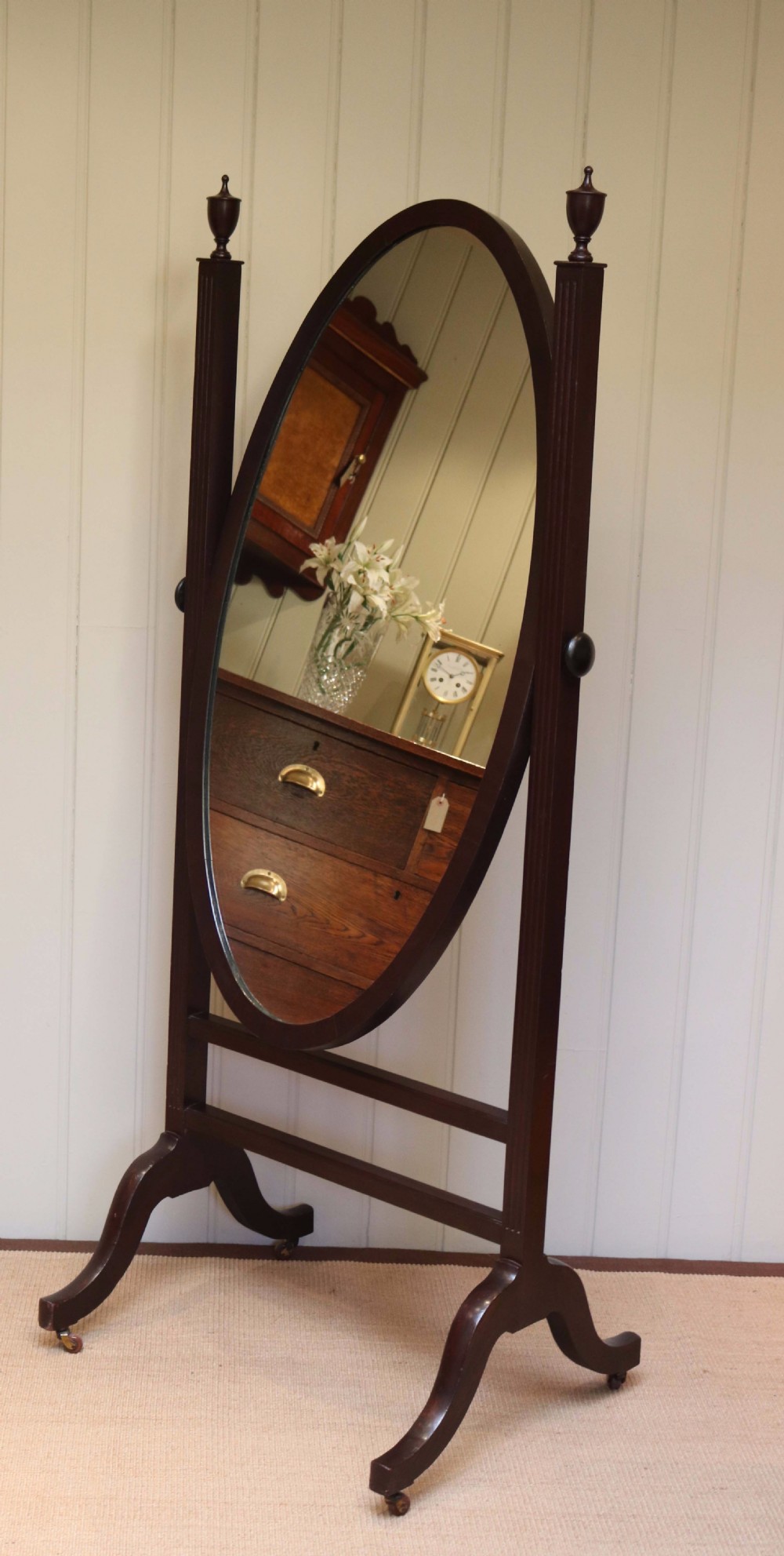 Victorian Mahogany Cheval Mirror View VI