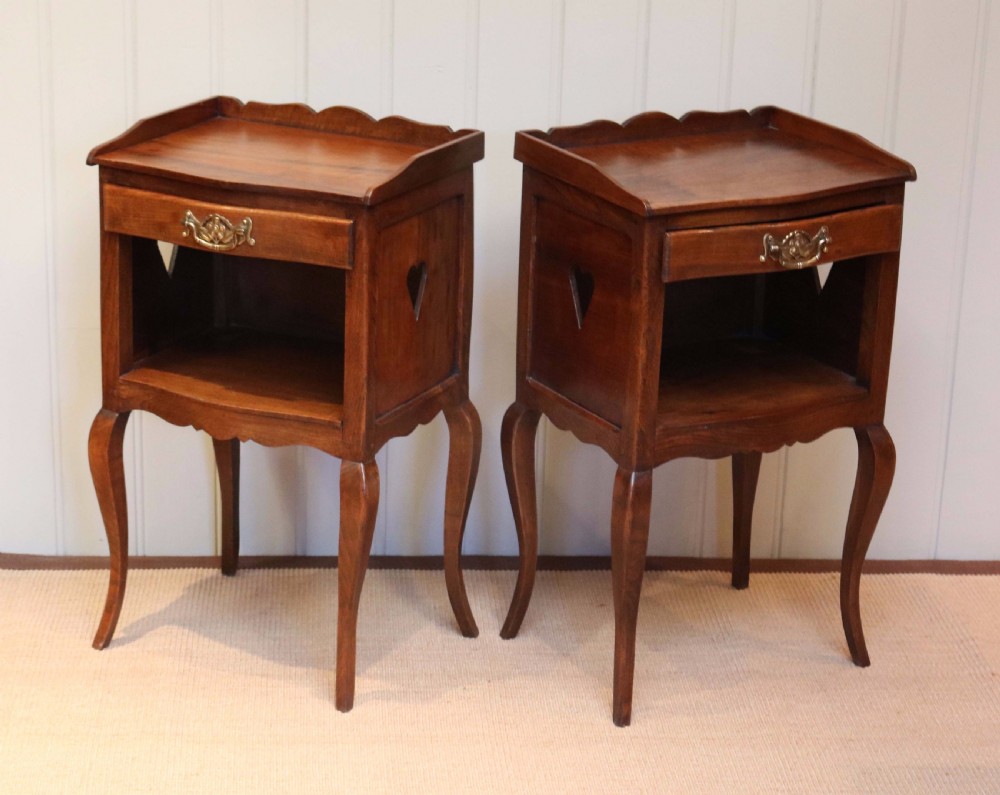 Pair Of French Cherry Wood Bedside Cabinets 