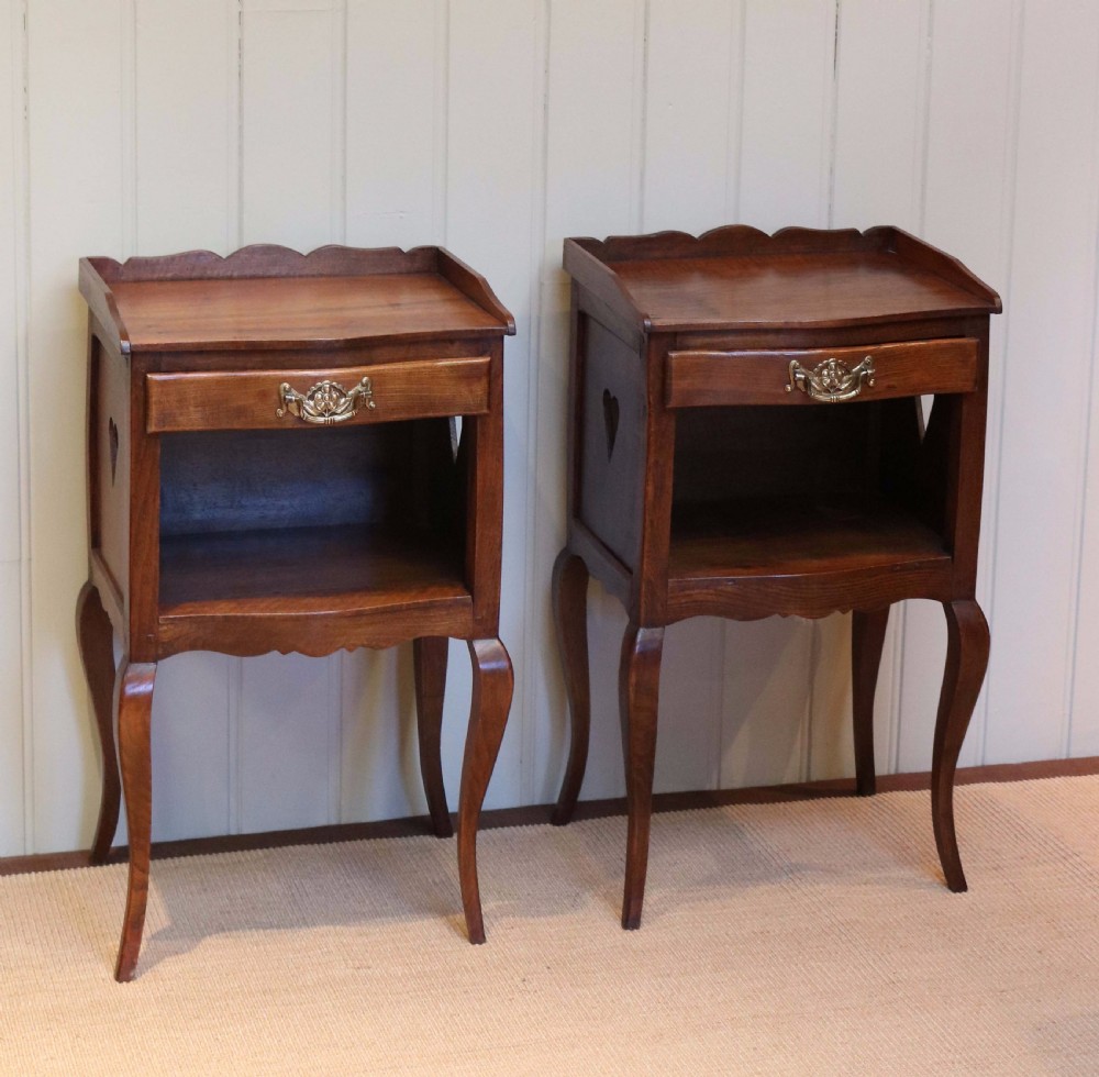 Pair Of French Cherry Wood Bedside Cabinets  View II