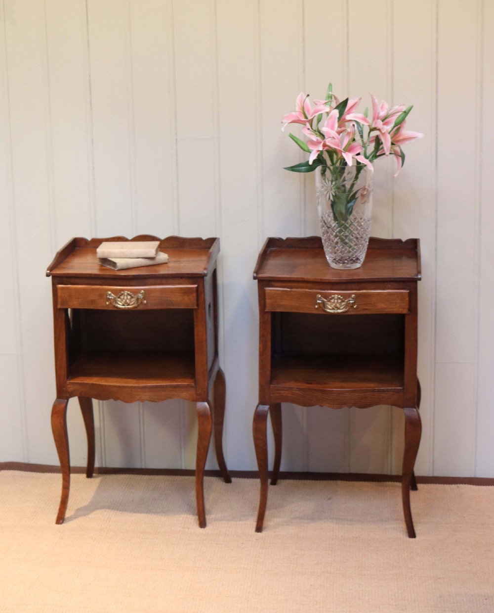 Pair Of French Cherry Wood Bedside Cabinets  View III