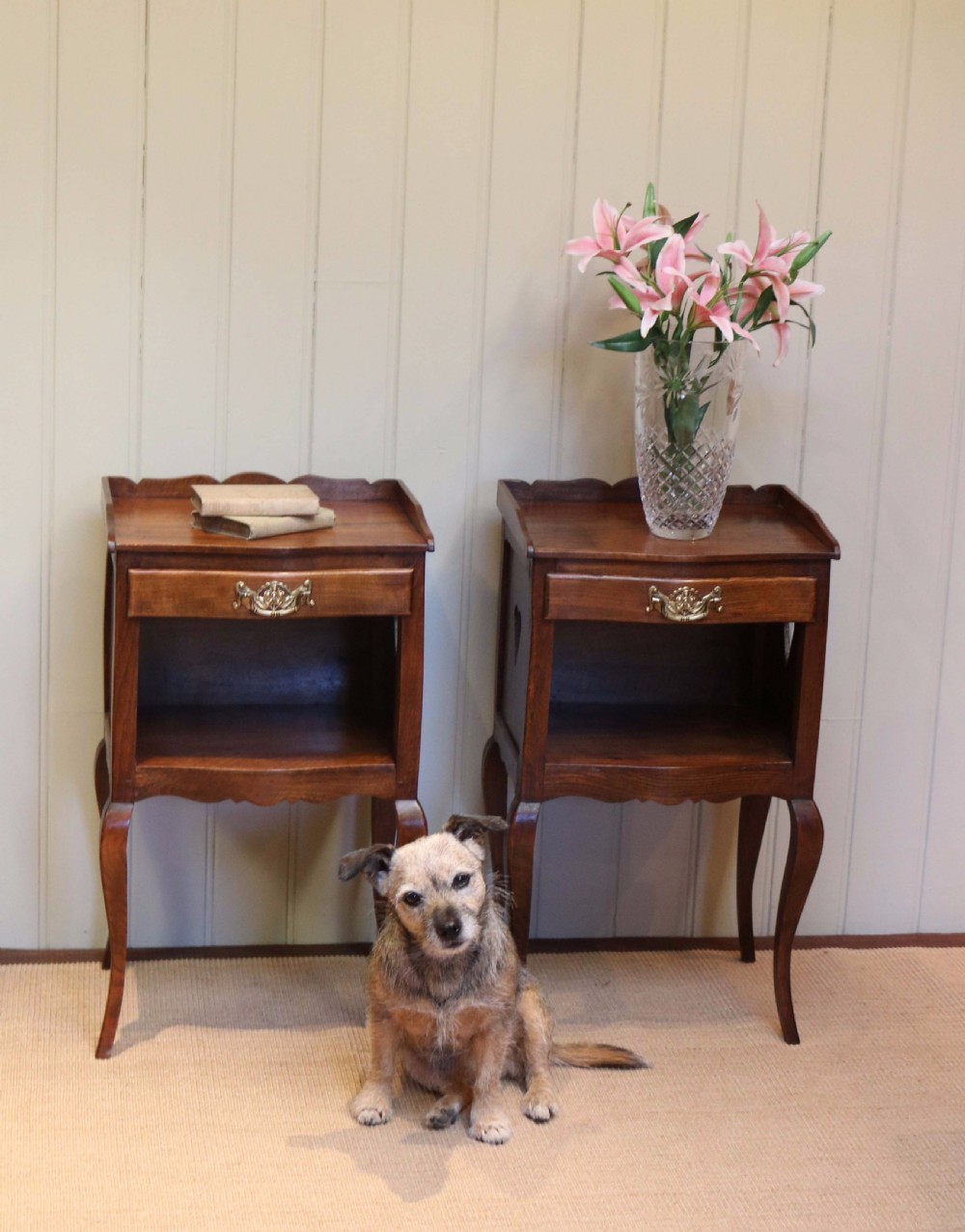 Pair Of French Cherry Wood Bedside Cabinets  View VI