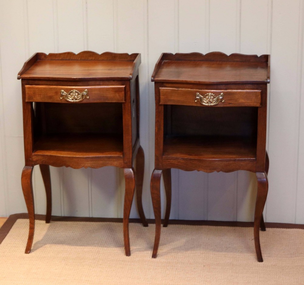 Pair Of French Cherry Wood Bedside Cabinets  View VII
