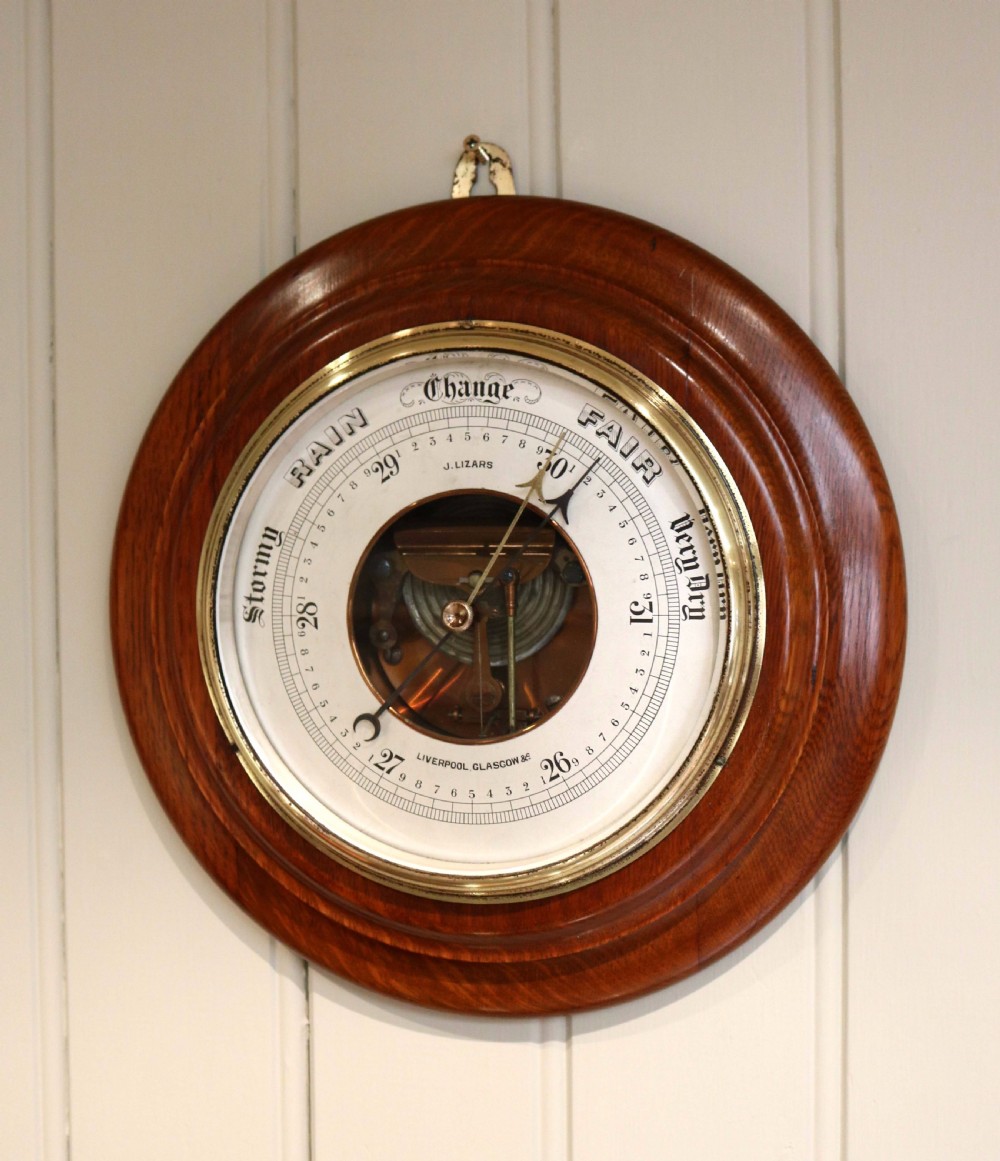 Large Oak Aneroid Barometer