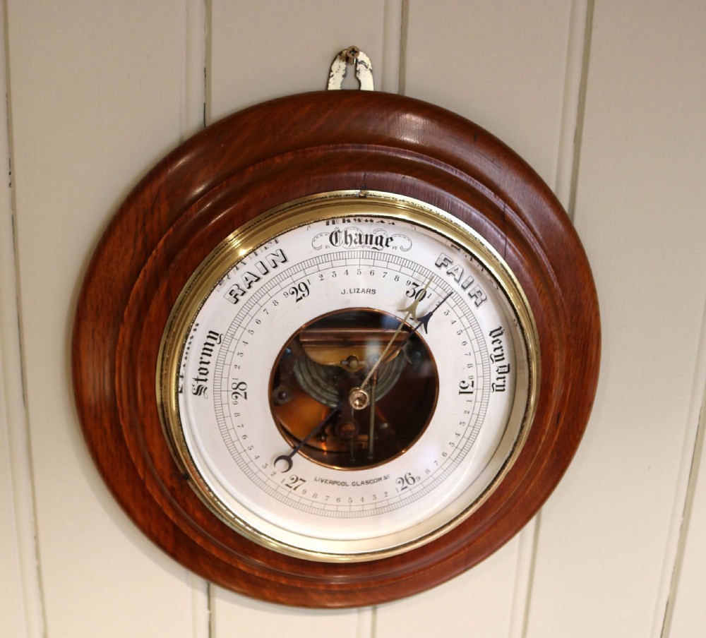 Large Oak Aneroid Barometer View IV