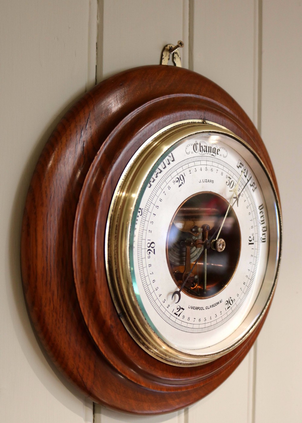 Large Oak Aneroid Barometer View VII