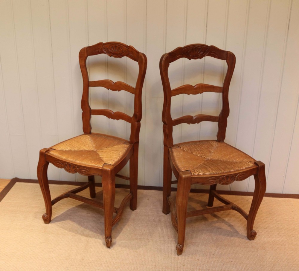 Set Of Six French Cherry Wood Dining Chairs View IV