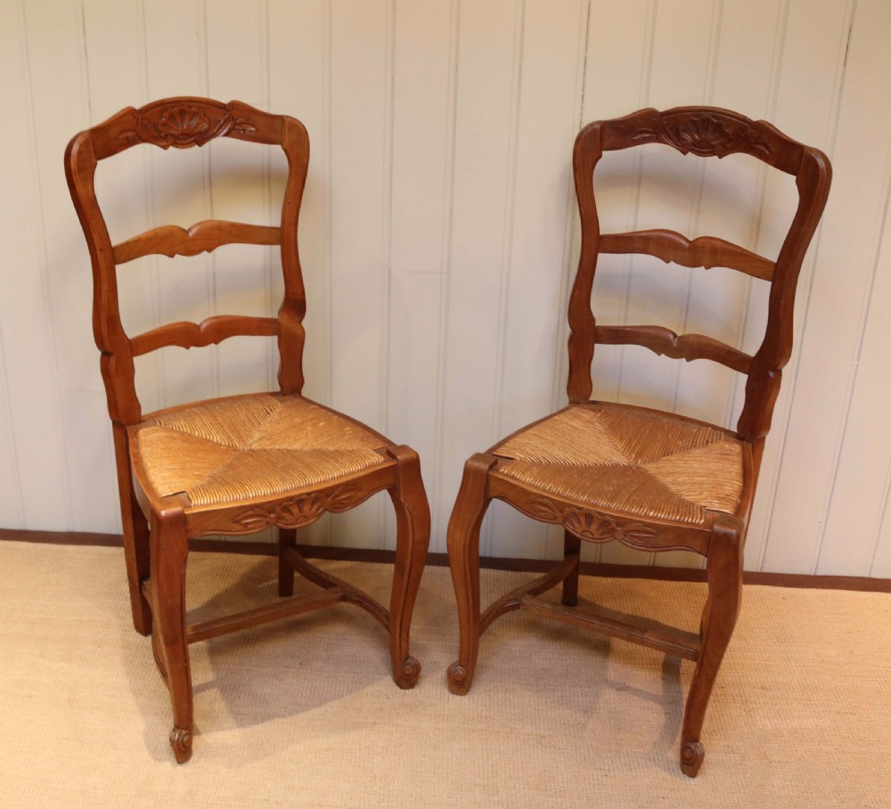 Set Of Six French Cherry Wood Dining Chairs View VI