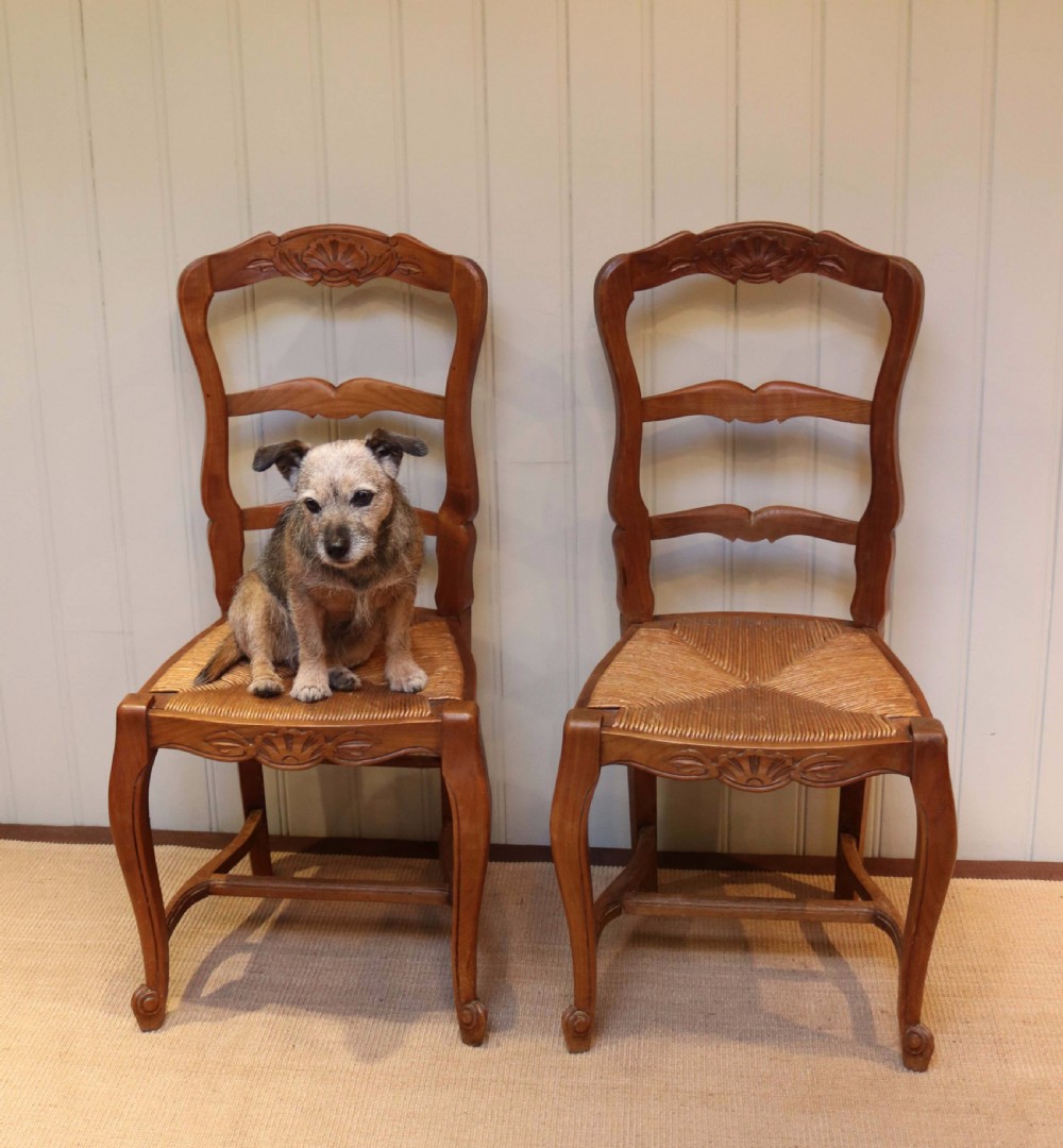 Set Of Six French Cherry Wood Dining Chairs View VII