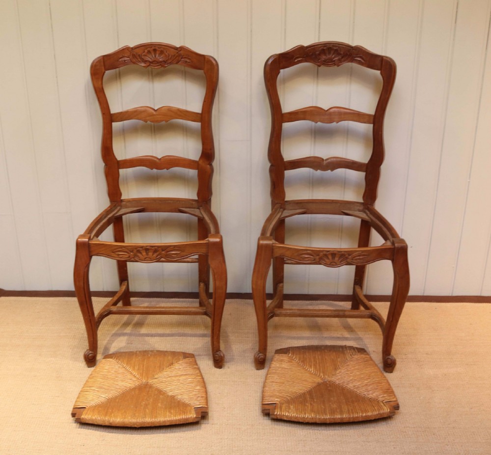 Set Of Six French Cherry Wood Dining Chairs View VIII