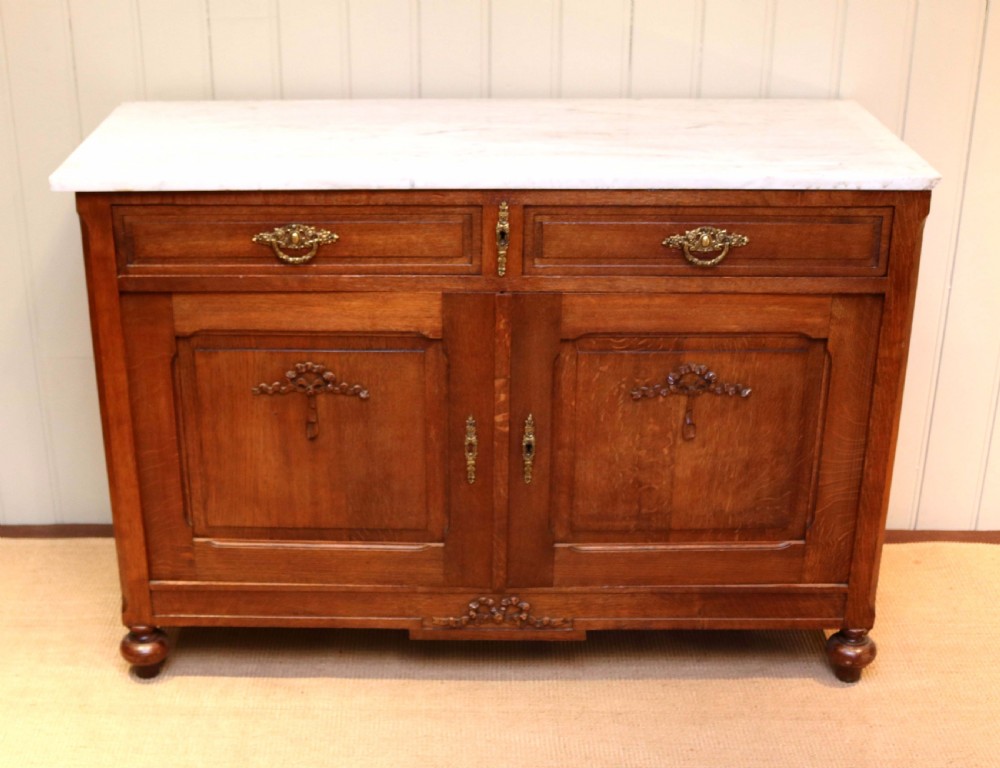 French Oak Marble Top Cabinet View II