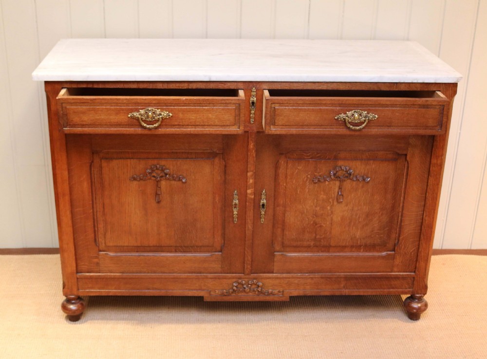 French Oak Marble Top Cabinet View IV