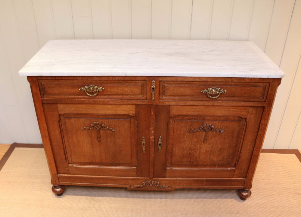 French Oak Marble Top Cabinet View V