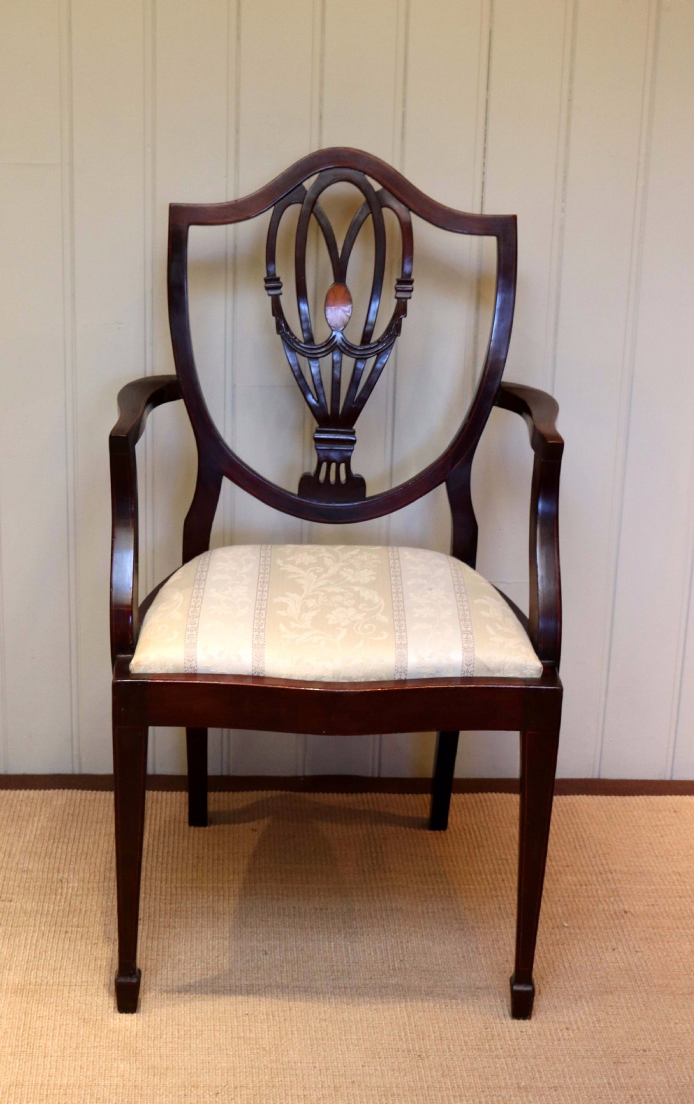 Edwardian Mahogany Shield Back Carver Chair