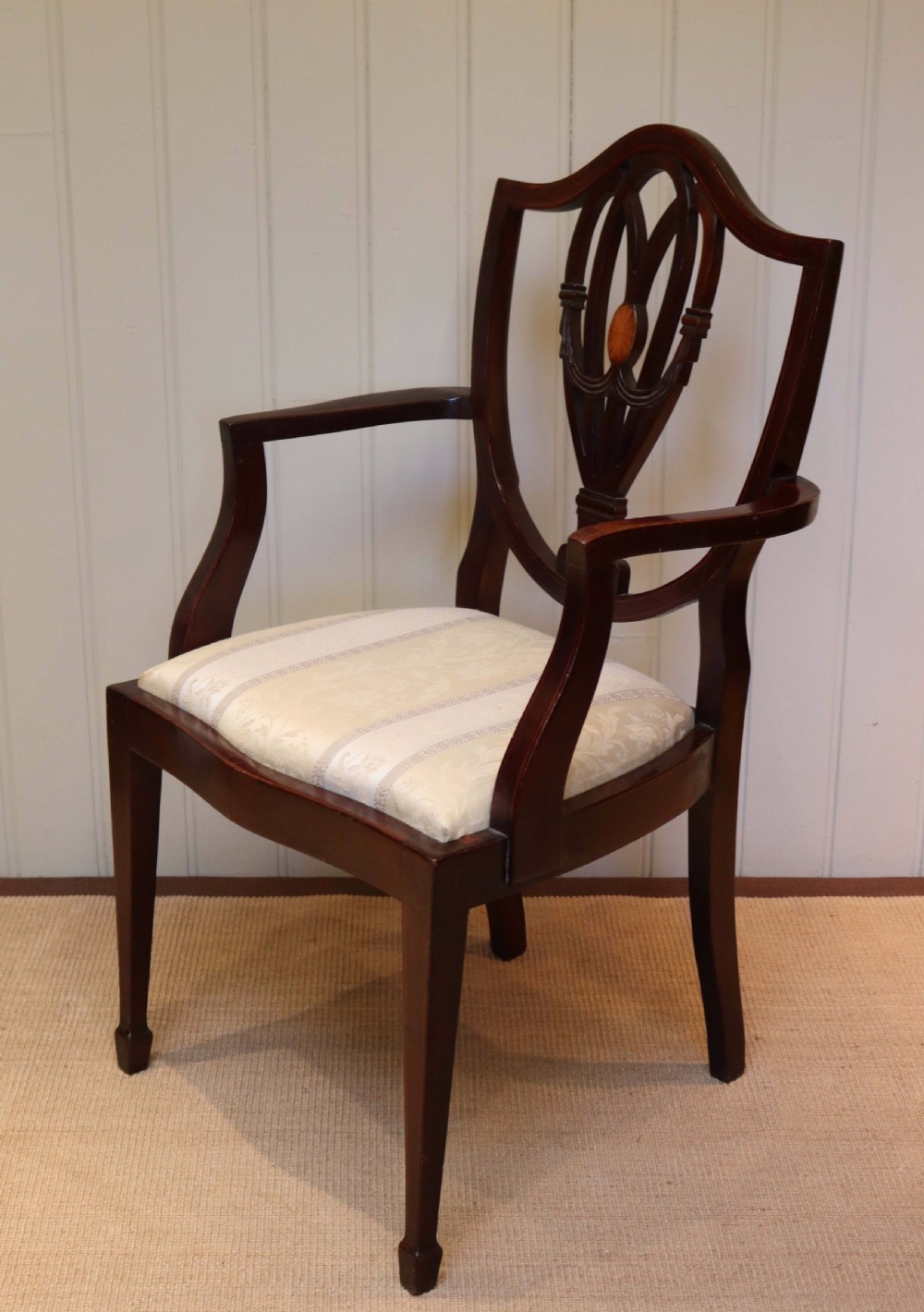 Edwardian Mahogany Shield Back Carver Chair View V