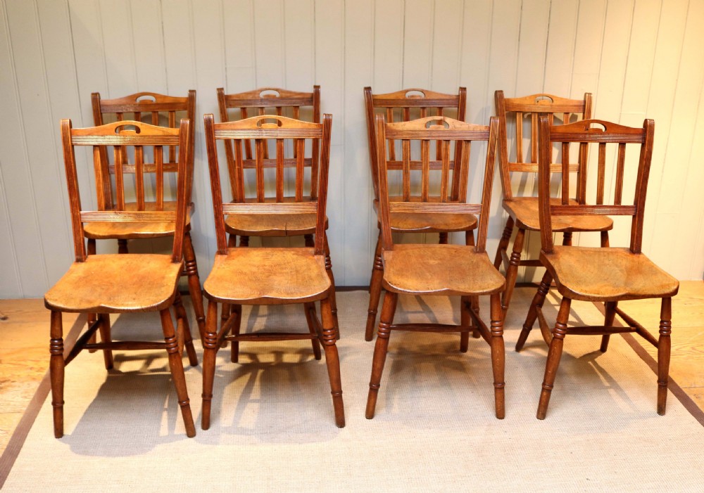 Set Of Eight Beech And Elm Dining Chairs View III