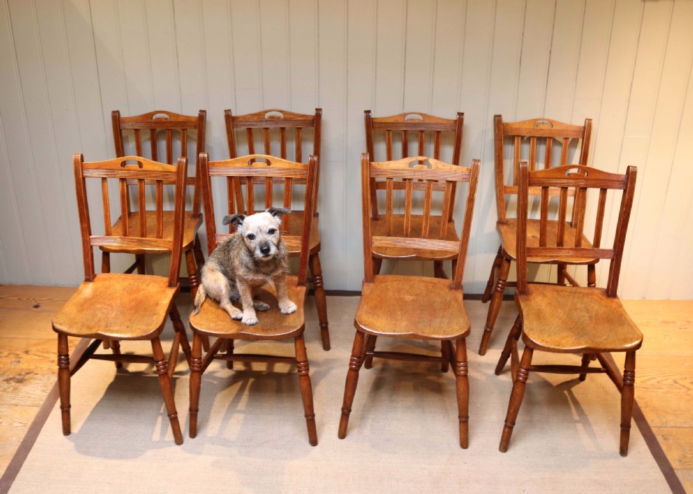 Set Of Eight Beech And Elm Dining Chairs View V