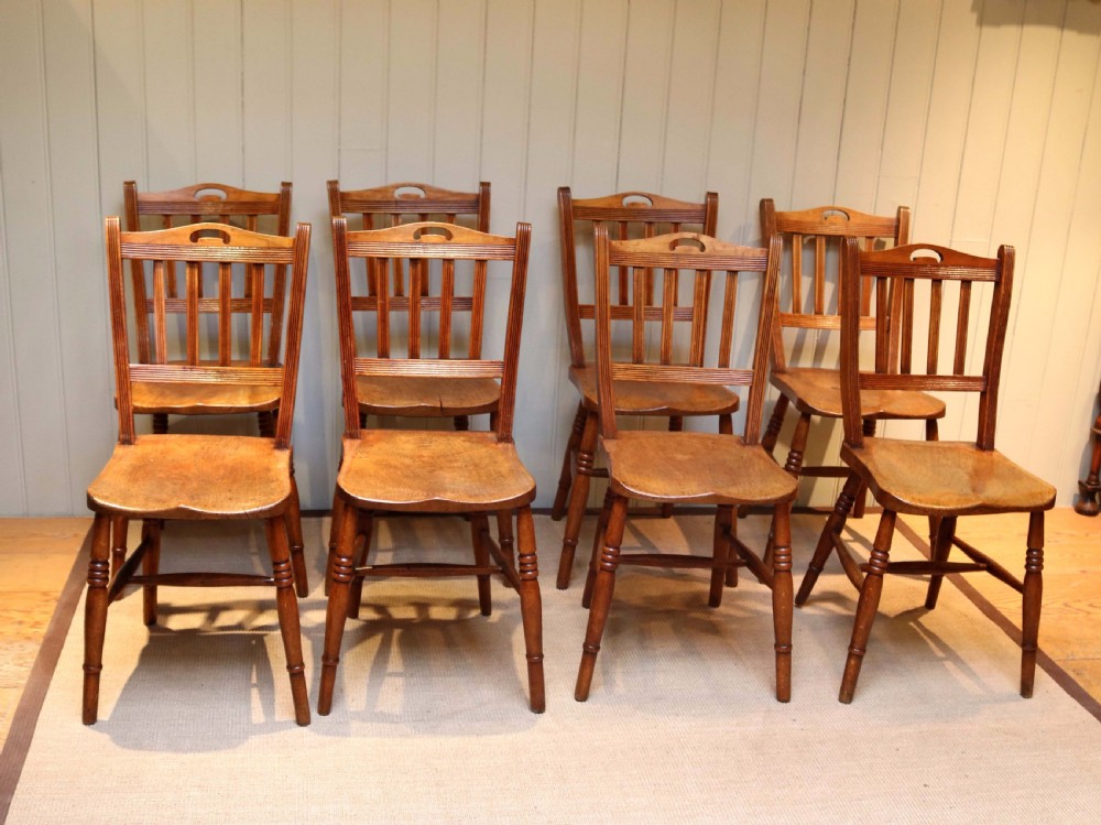 Set Of Eight Beech And Elm Dining Chairs View VII