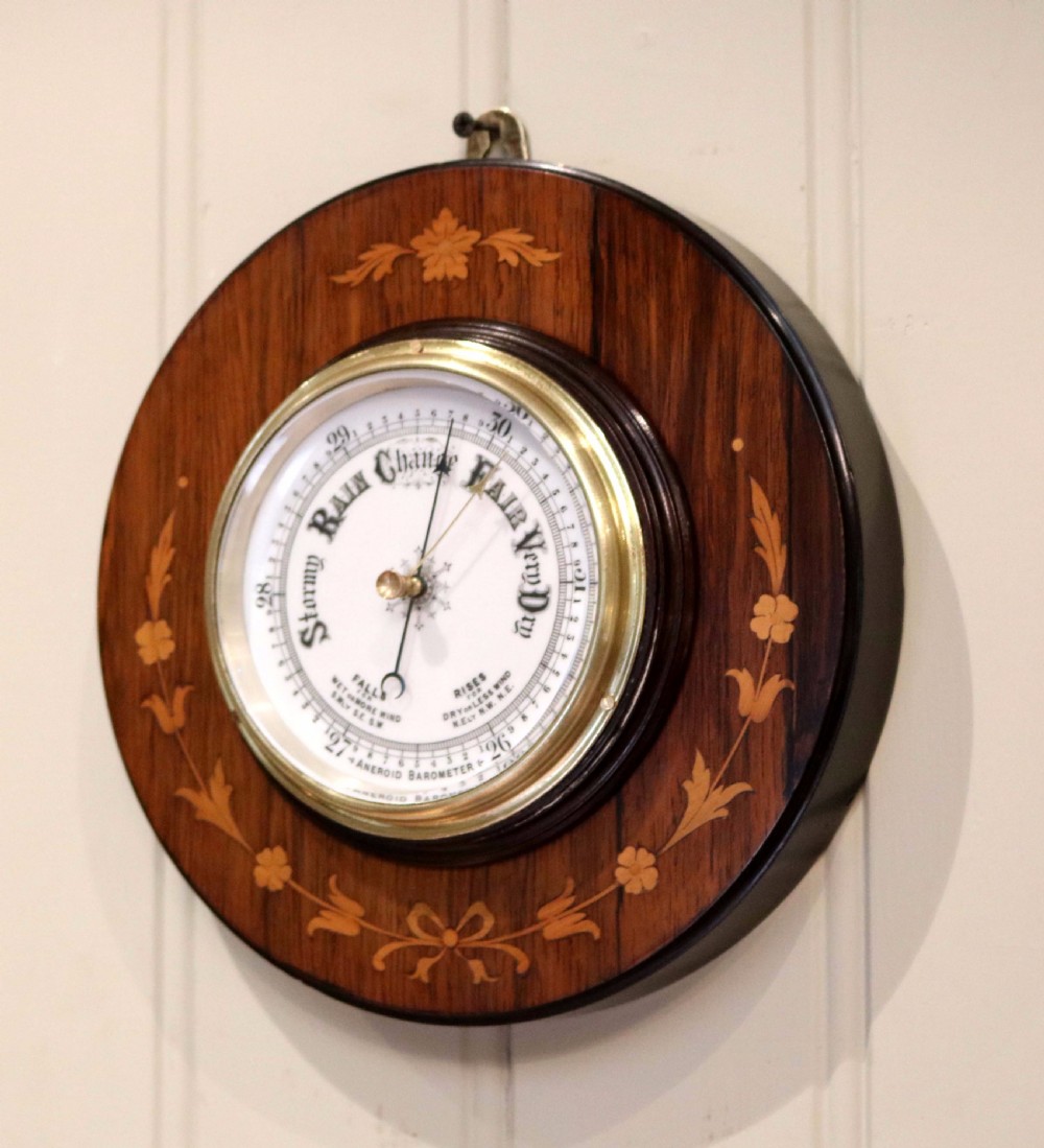 Rosewood Circular Inlaid Barometer 