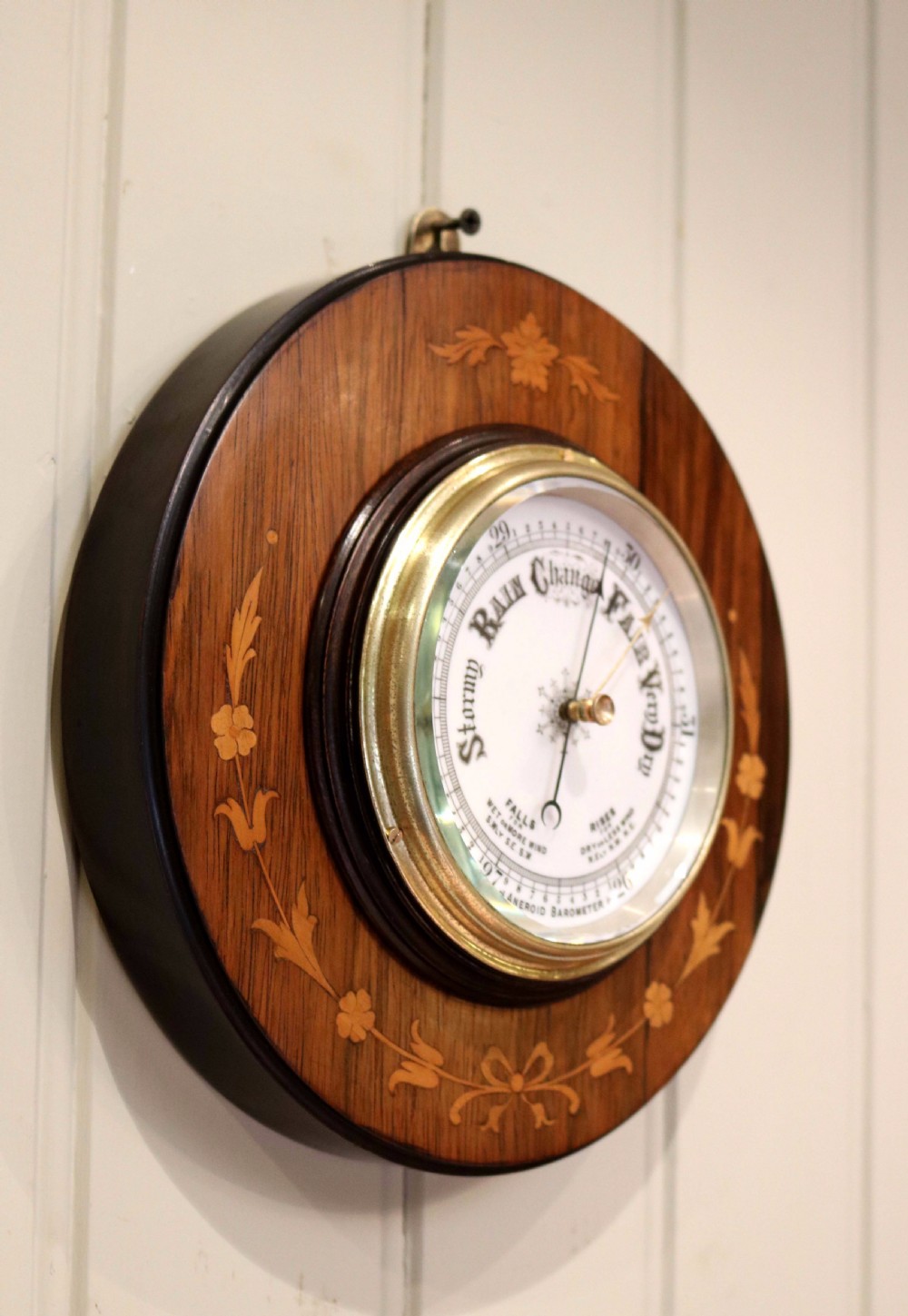 Rosewood Circular Inlaid Barometer  View III