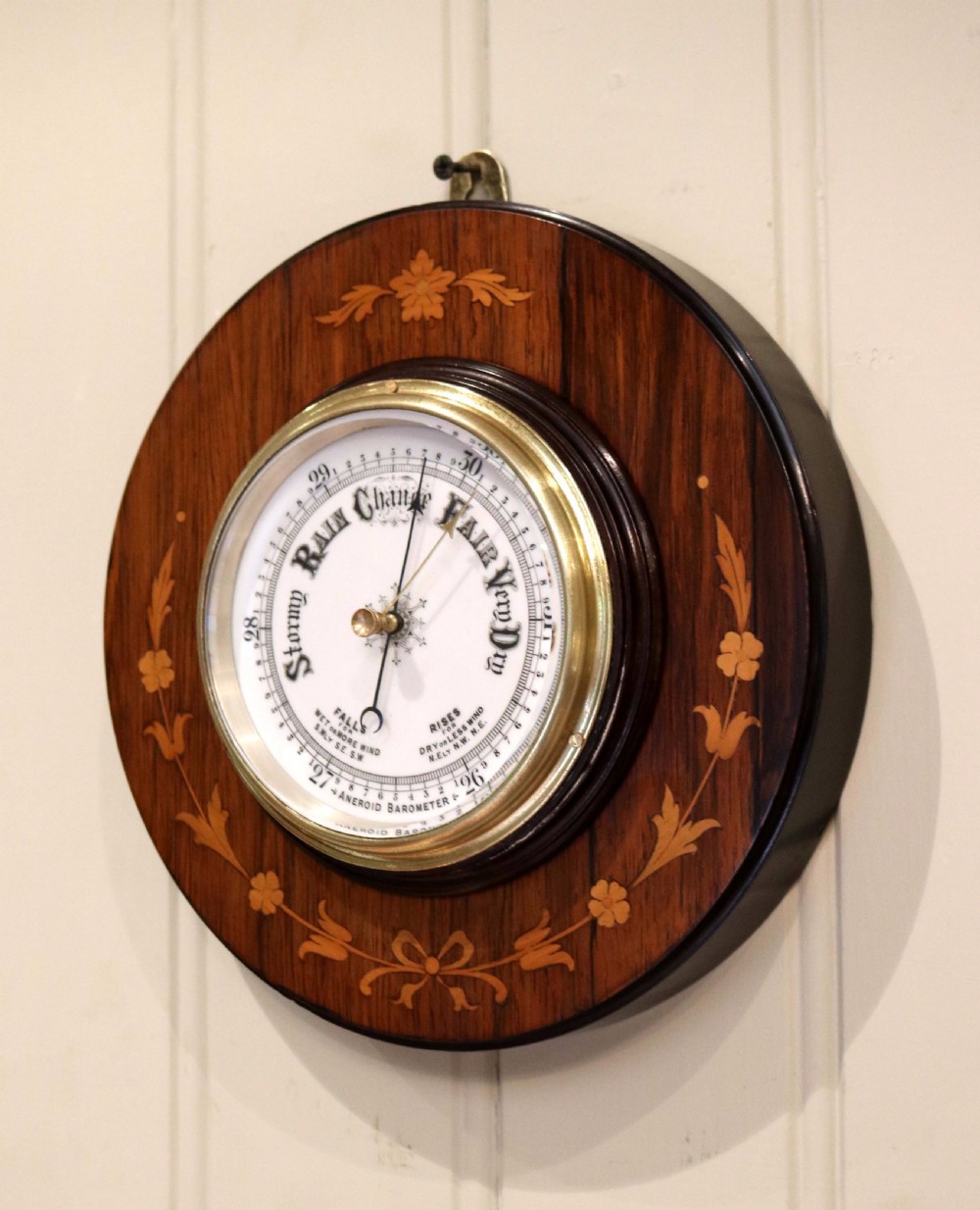 Rosewood Circular Inlaid Barometer  View IV