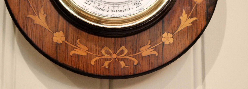 Rosewood Circular Inlaid Barometer  View V