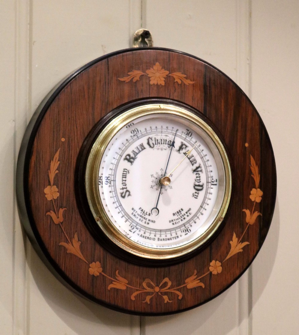 Rosewood Circular Inlaid Barometer  View VI