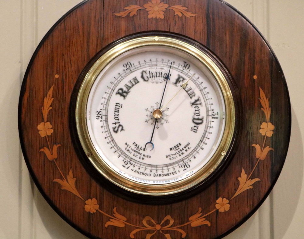 Rosewood Circular Inlaid Barometer  View VII
