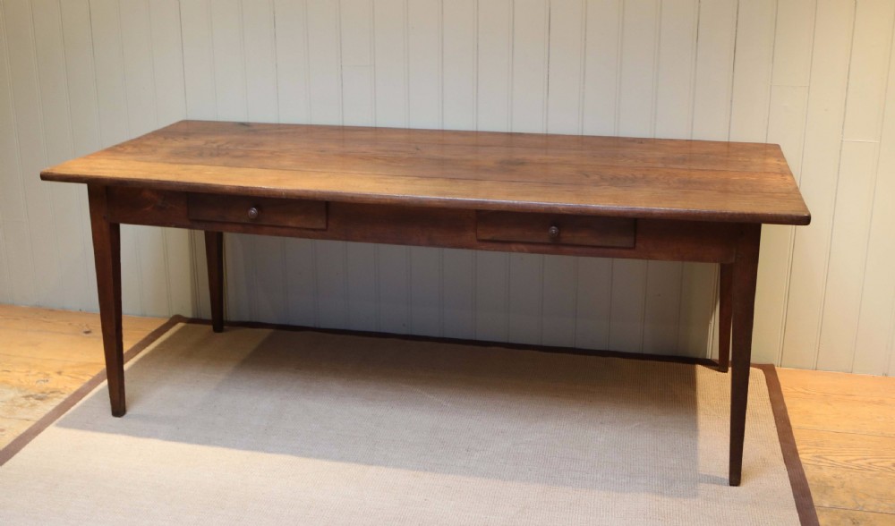 French Oak Farmhouse Table With Two Drawers View III